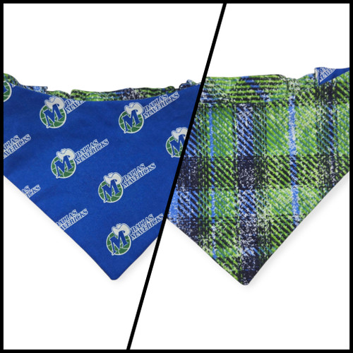 Mavericks/Distressed Plaid Reversible Slip-on Scrunchie Bandana (Large/X-Large)