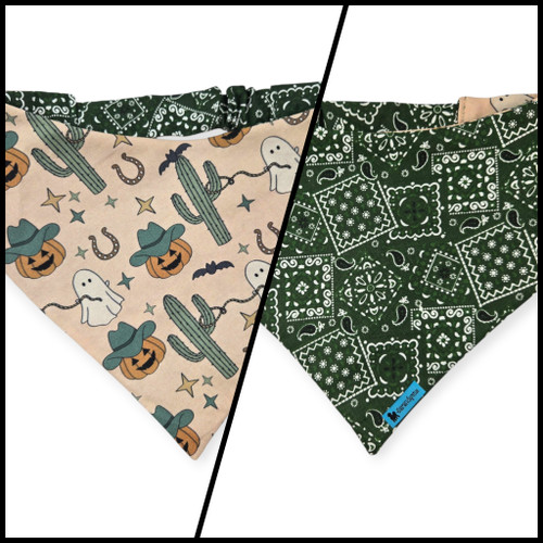 Western Halloween/Hunter Blazin' Bandana Reversible Slip-on Scrunchie Bandana (Medium/Large)