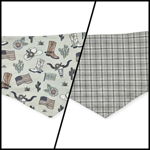 Little Cowboy/Gray Plaid Tie-on Bandana (Large) Little Cowboy/Gray Plaid Tie-on Bandana (Large)