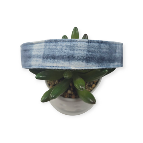 Denim Blue Brushstrokes Dog Collar (Large)