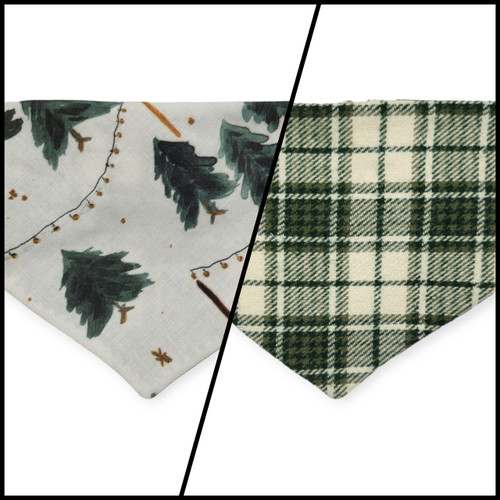 Christmas Tree Farm/Green Plaid Slip-on Scrunchie Bandana (X-Small)