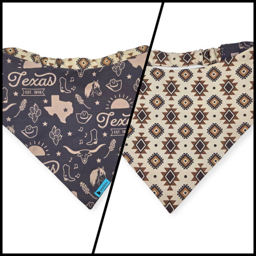 Texas Western Americana/Brown Southwestern Reversible Slip-on Scrunchie Bandana (Large)