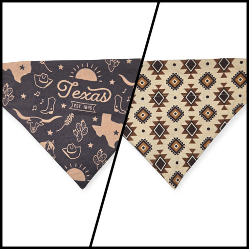 Texas Western Americana/Brown Southwestern Reversible Slide-on Bandana (Medium)
