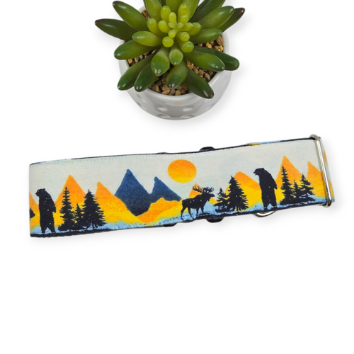 Rustic Wilderness Sunset Dog Collar (X-Large, 2" wide)