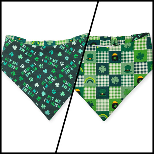 Pet Me I'm Irish/Irish Plaid Slip-on Scrunchie Bandana (X-Large)