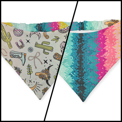 Disco Cowgirl/Lightwave Ignite Reversible Slip-on Scrunchie Bandana (Medium)