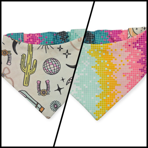 Disco Cowgirl/Lightwave Ignite Reversible Slip-on Scrunchie Bandana (Small)