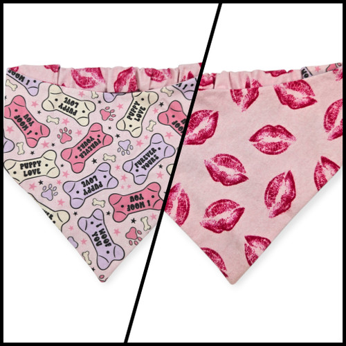 Conversation Hearts Bones/Kisses Slip-on Scrunchie Bandana (Large/X-Large)