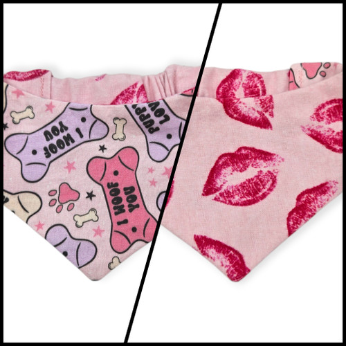 Conversation Hearts Bones/Kisses Slip-on Scrunchie Bandana (X-Small/Small)