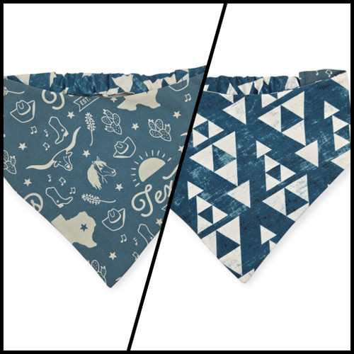 Texas Western Americana/Teal Southwestern Reversible Slip-on Scrunchie Bandana (Medium/Large)