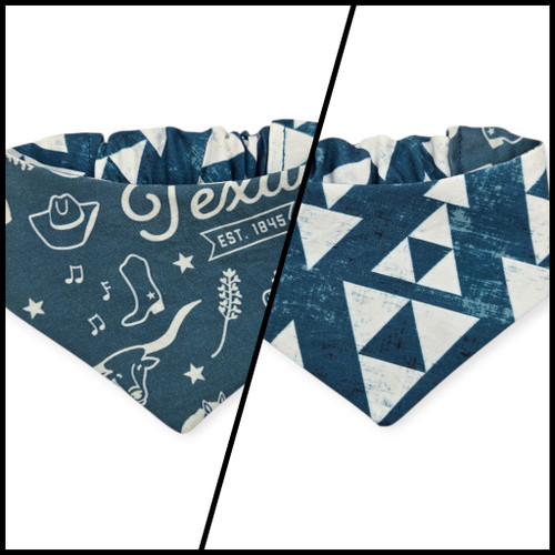 Texas Western Americana/Teal Southwestern Reversible Slip-on Scrunchie Bandana (Small)