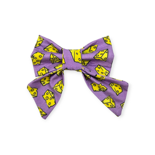 Swiss Cheese on Purple Sailor Bow - 4"