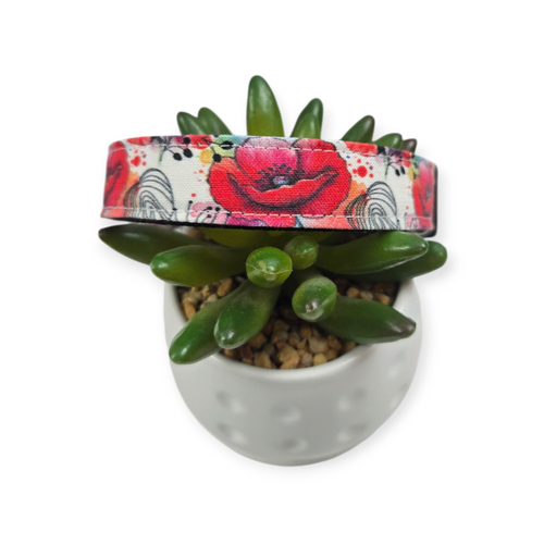 Watercolor Poppies (var #2) Dog Collar (Small, 3/4" wide)