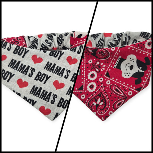Mama's Boy/Red Paisley Reversible Slip-on Scrunchie Bandana (X-Small/Small)