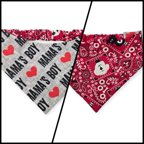 Mama's Boy/Red Paisley Reversible Slip-on Scrunchie Bandana (Small/Medium)
