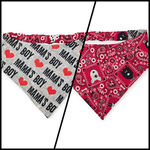 Mama's Boy/Red Paisley Reversible Slip-on Scrunchie Bandana (X-Large)