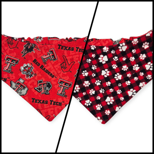Raiders/Paws on Buffalo Plaid Reversible Slip-on Scrunchie Bandana (X-Small)
