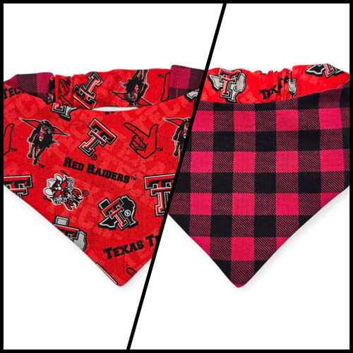 Raiders/Red Buffalo Plaid Reversible Slip-on Scrunchie Bandana (Small/Medium)