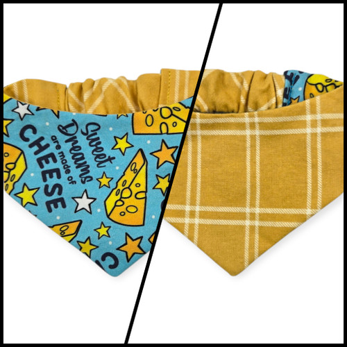 Sweet Dreams/Mustard Plaid Reversible Slip-on Scrunchie Bandana (X-Small/Small)