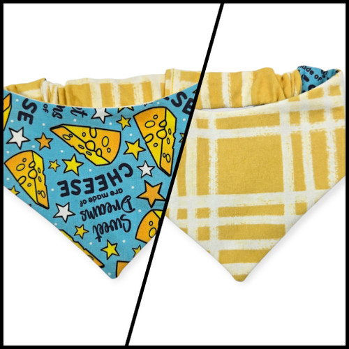 Sweet Dreams/Mustard Plaid Reversible Slip-on Scrunchie Bandana (Medium)