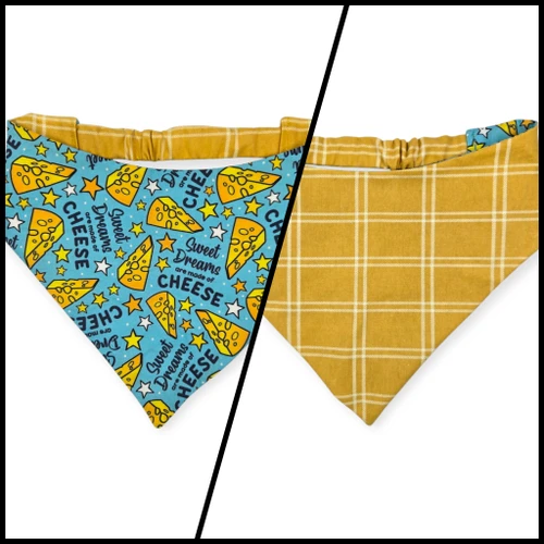 Sweet Dreams/Mustard Plaid Reversible Slip-on Scrunchie Bandana (Medium/Large)