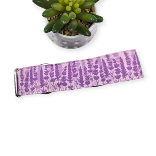Lavender Fields Silhouette Dog Collar (Large, 1.5" wide)