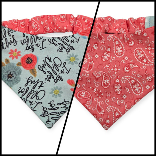 I'm Too Old For This/Coral Paisley Reversible Slip-on Scrunchie Bandana (X-Small/Small)
