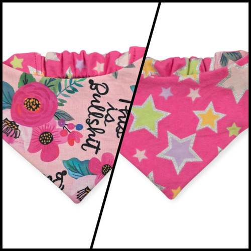 This is Bullshit/Pink Stars Reversible Slip-on Scrunchie Bandana (Small)