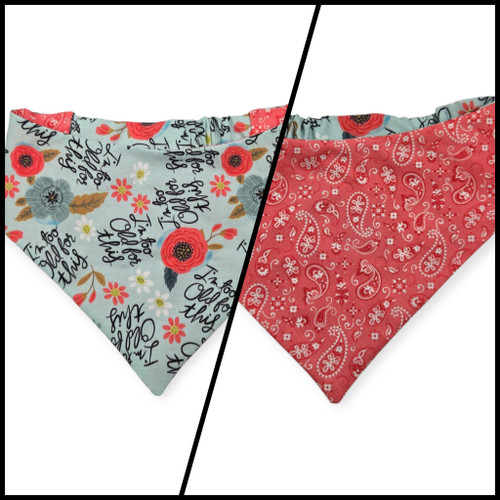 I'm Too Old For This/Coral Paisley Reversible Slip-on Scrunchie Bandana (Small/Medium)