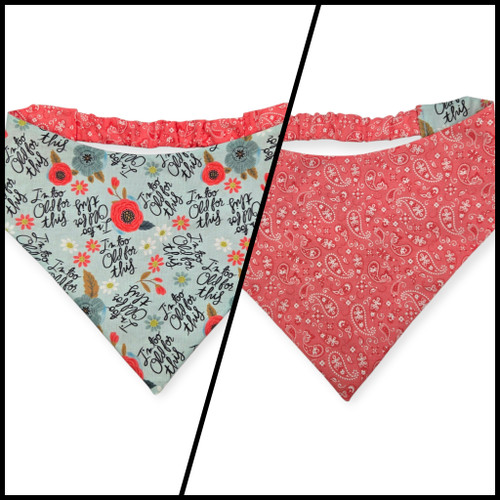 I'm Too Old For This/Coral Paisley Reversible Slip-on Scrunchie Bandana (Large)