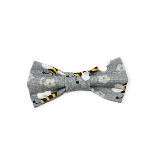 Gray Floral Bumble Bee Bowtie - 3"