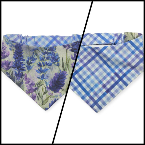 Fields of Lavender/Purple Weave Diagonal Plaid Reversible Slip-on Scrunchie Bandana (Medium)