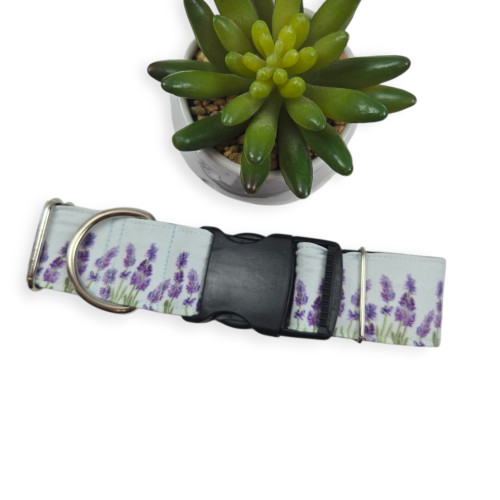 Lavender Fields (Light Blue) Dog Collar (Large, 1.5" wide)