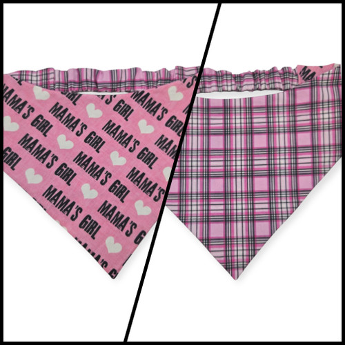 Mama's Girl/Pink Furberry Plaid Reversible Slip-on Scrunchie Bandana (X-Large)