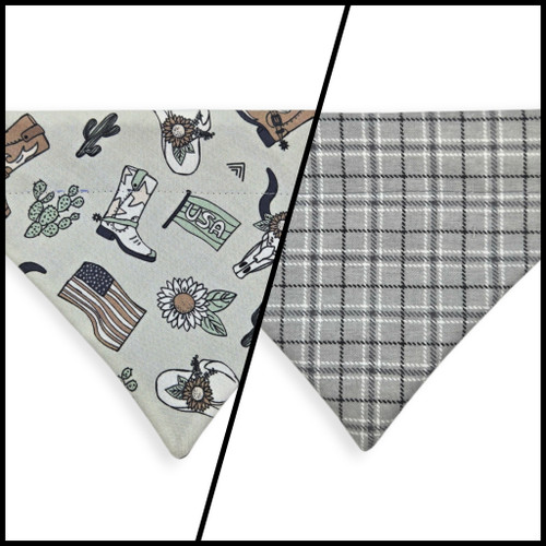 Little Cowboy/Gray Plaid Reversible Slide-on Bandana (Small)