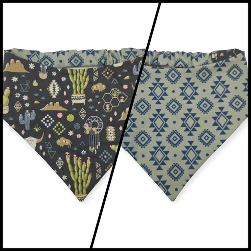 Boho Southwestern Desert/ Alpaca Teal Southwestern Serape Slip-on Scrunchie Bandana (Large/X-Large)
