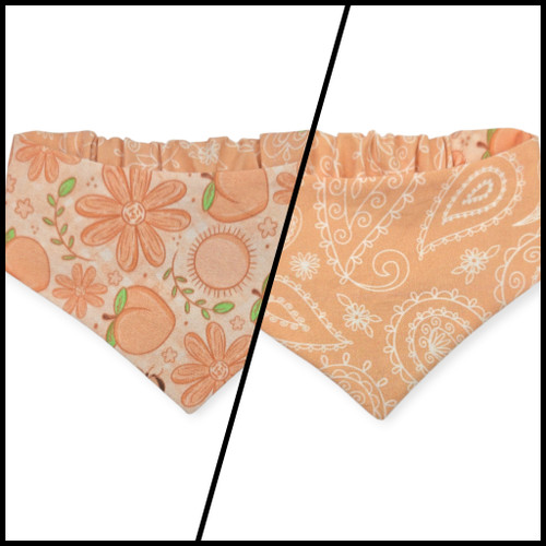 Peach Fuzz in Nature/Peach Floral Paisley Reversible Slip-on Scrunchie Bandana (X-Small)