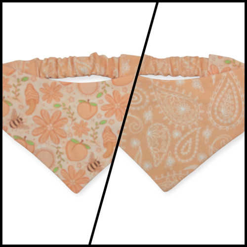 Peach Fuzz in Nature/Peach Floral Paisley Reversible Slip-on Scrunchie Bandana (Medium)