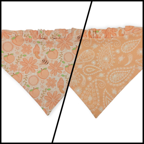 Peach Fuzz in Nature/Peach Floral Paisley Reversible Slip-on Scrunchie Bandana (Large/X-Large)