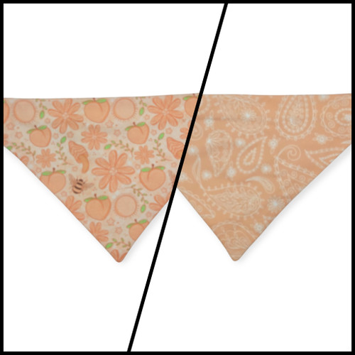 Peach Fuzz in Nature/Peach Floral Paisley Reversible Slide-on Bandana (Medium)