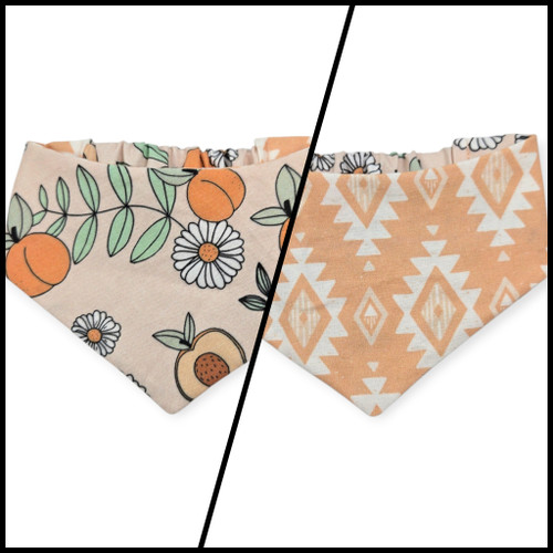 Sweet Peachy Daisies/Coastal Cowgirl Reversible Slip-on Scrunchie Bandana (X-Small)