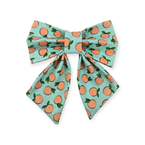 Peaches & Aqua Polka Dots Sailor Bow - 5"