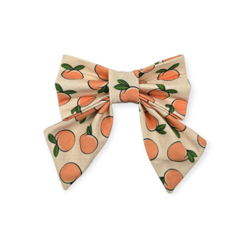 Peaches & Peach Polka Dots Sailor Bow - 4"