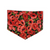 Red Poppy/Black Floral Geometric Reversible Tie-on Bandana (Small)