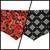 Red Poppy/Black Floral Geometric Reversible Tie-on Bandana (Medium)