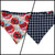 Watercolor Poppy/Navy Windowpane Plaid Reversible Slip-on Scrunchie Bandana (Large)