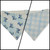 Texas Shaped Bluebonnet/Blue Watercolor Plaid Reversible Slip-on Scrunchie Bandana (Large)