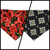 Red Poppy/Black Floral Geometric Reversible Slip-on Scrunchie Bandana (Medium)