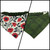 Red Poppy Block Print/Dark Olive Plaid Reversible Slip-on Scrunchie Bandana (Medium/Large)