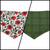 Red Poppy Block Print/Dark Olive Plaid Reversible Tie-on Bandana (Medium)